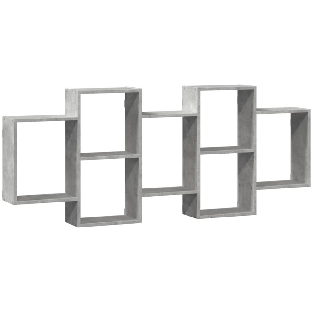 vidaXL 8 Shelf Concrete Grey Floating Wall Shelf Image 1