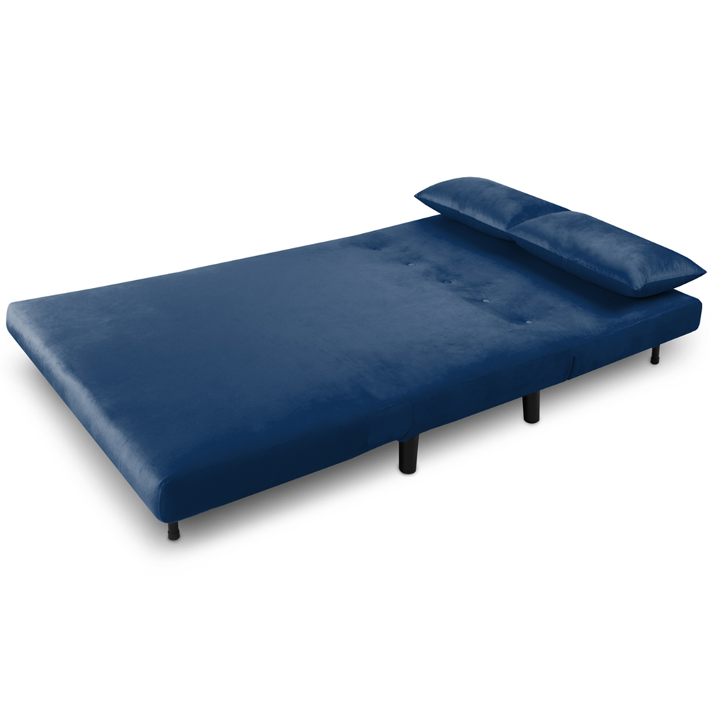 Aurora 2 Seater Blue Velvet Sofa Bed Image 6