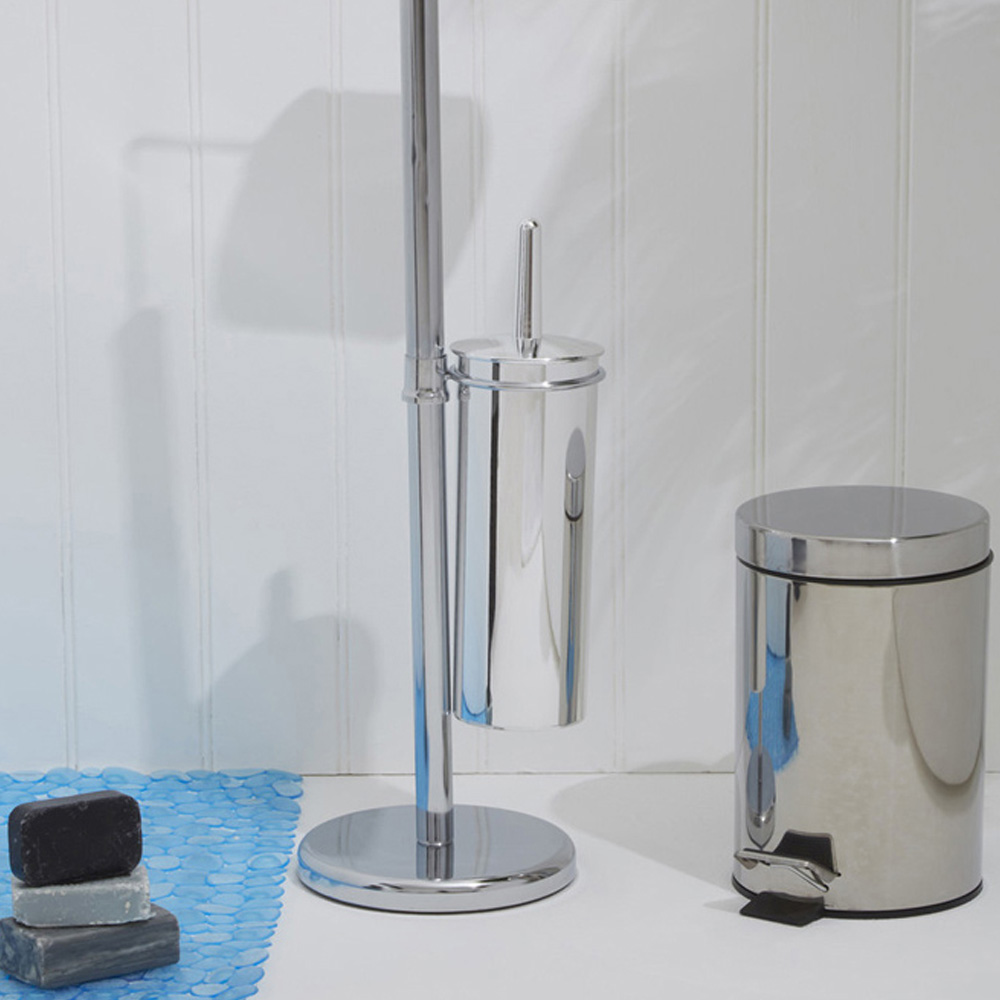 Premier Housewares Chrome Toilet Brush and Roll Holder Image 3