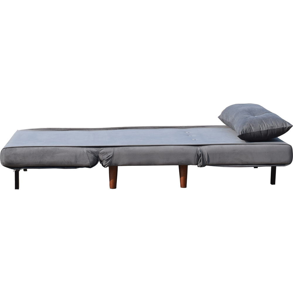 Brooklyn Small Single Seater Grey Plush Velvet Pull Out Sofa Bed Image 2