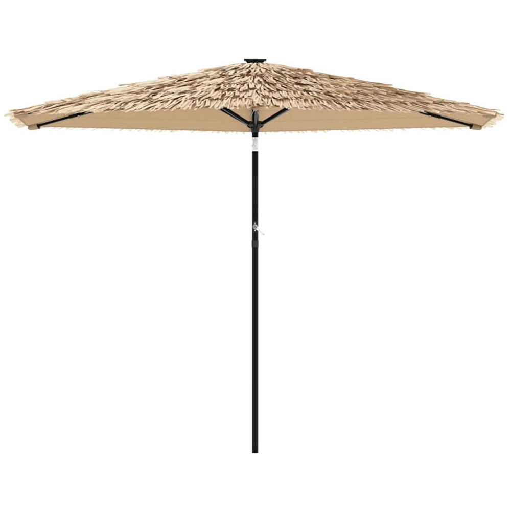 vidaXL Brown LED Light Straw Top Garden Parasol with Steel Pole 2.8m Image 3