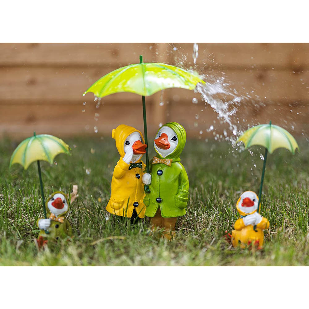Marco Paul Duck Couple with Umbrella and 2 Sitting Duck Garden Ornament Image 4