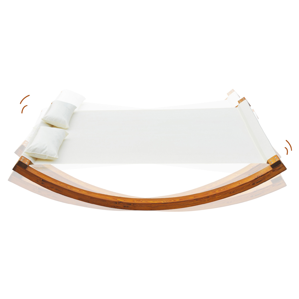 Outsunny White Double Sun Lounger with Wooden Frame Image 5