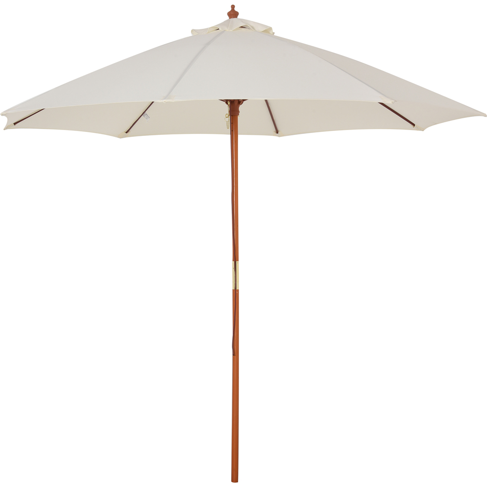 Outsunny Cream White Wooden Parasol 2.5m Image 1