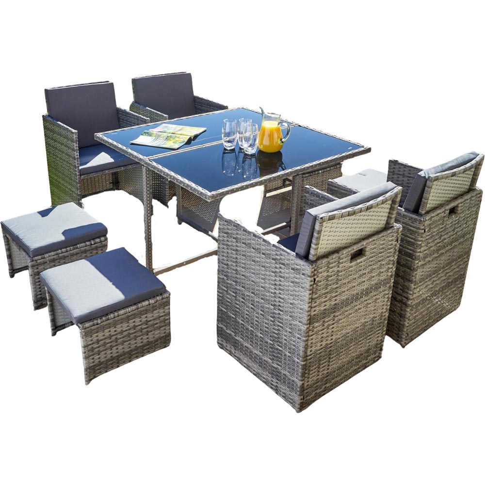 Home Source Pebble 6 Seater Rattan Outdoor Garden Patio Table Set Image 2
