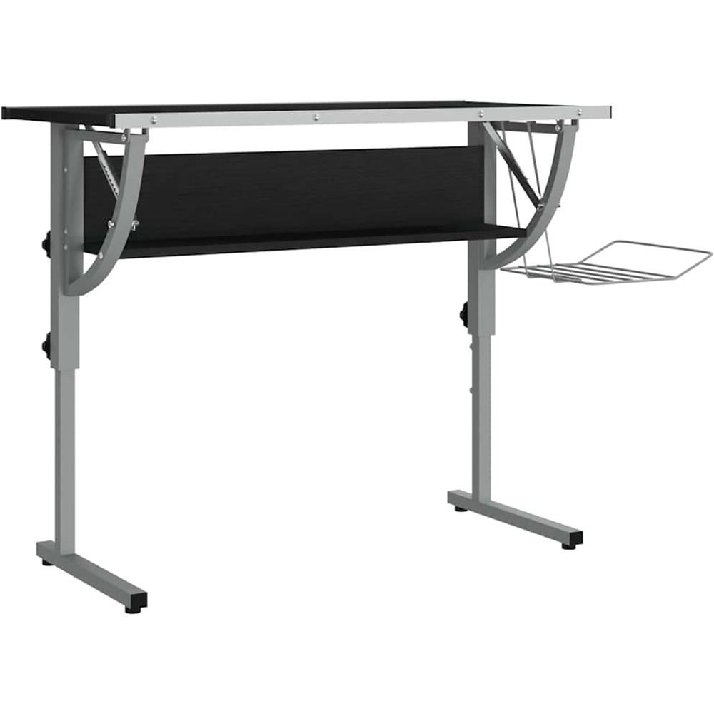 vidaXL Single Shelf Craft Desk with Magazine Rack Black and Grey Image 2