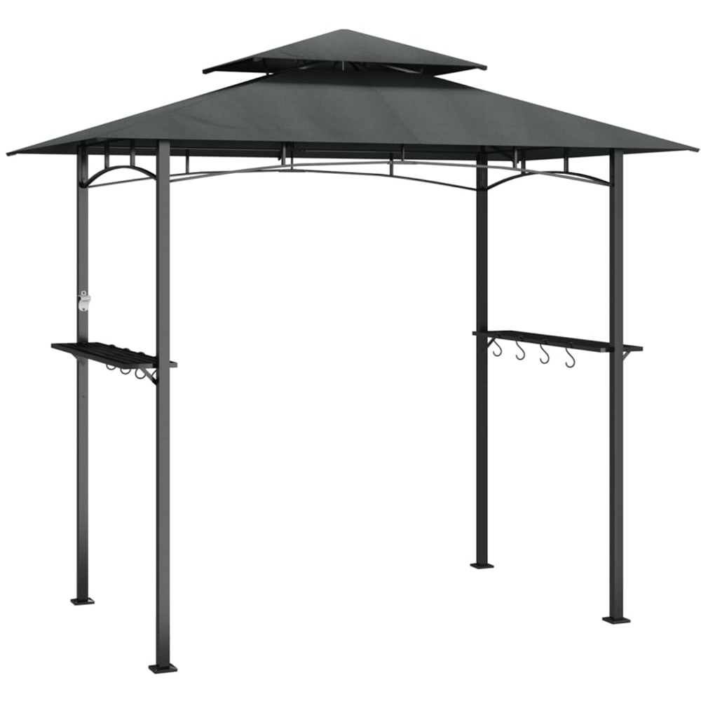 vidaXL 2.4 x 1.5m Anthracite BBQ Gazebo with Side Shelves Image 2