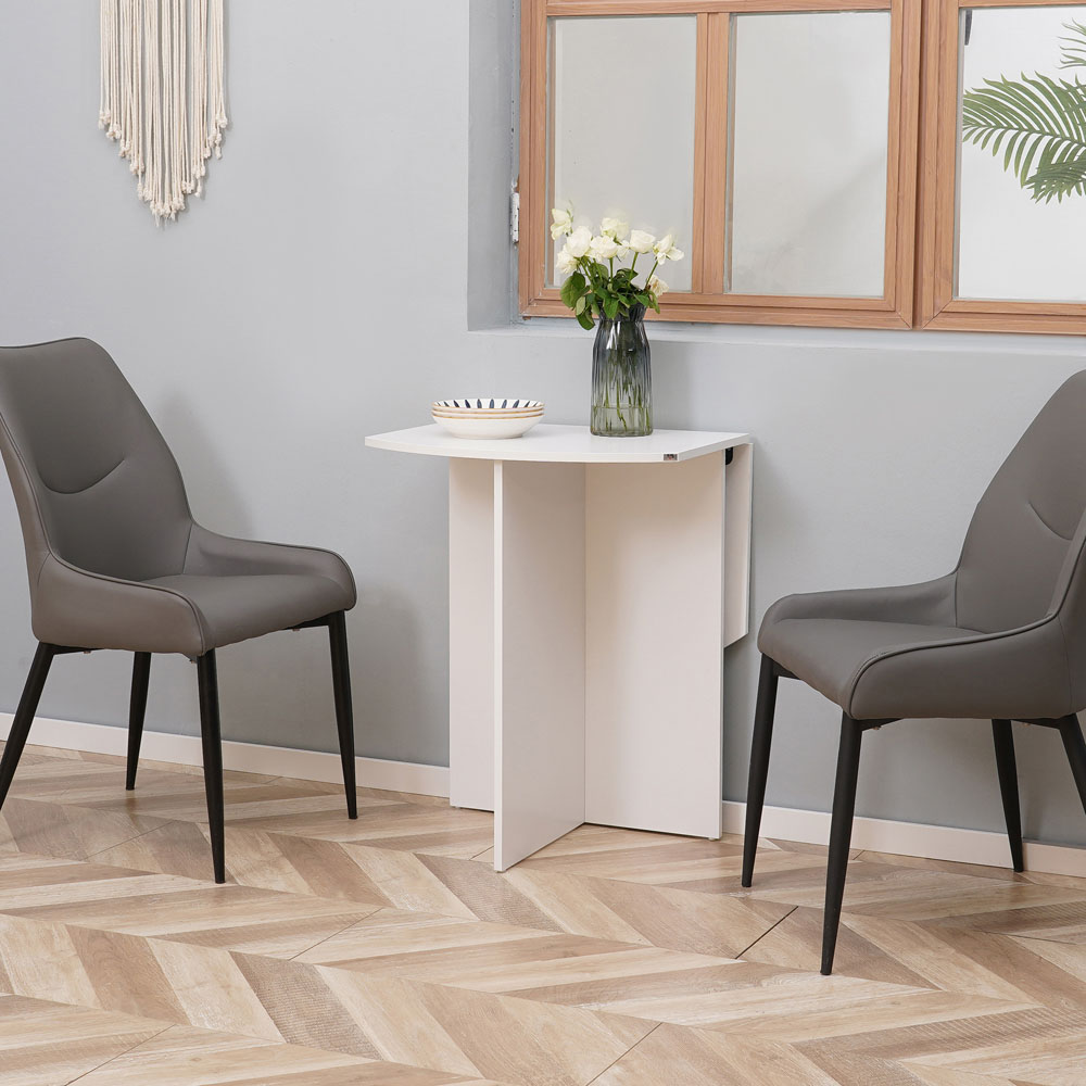 HOMCOM 4 Seater White Drop Leaf Dining Table Image 5