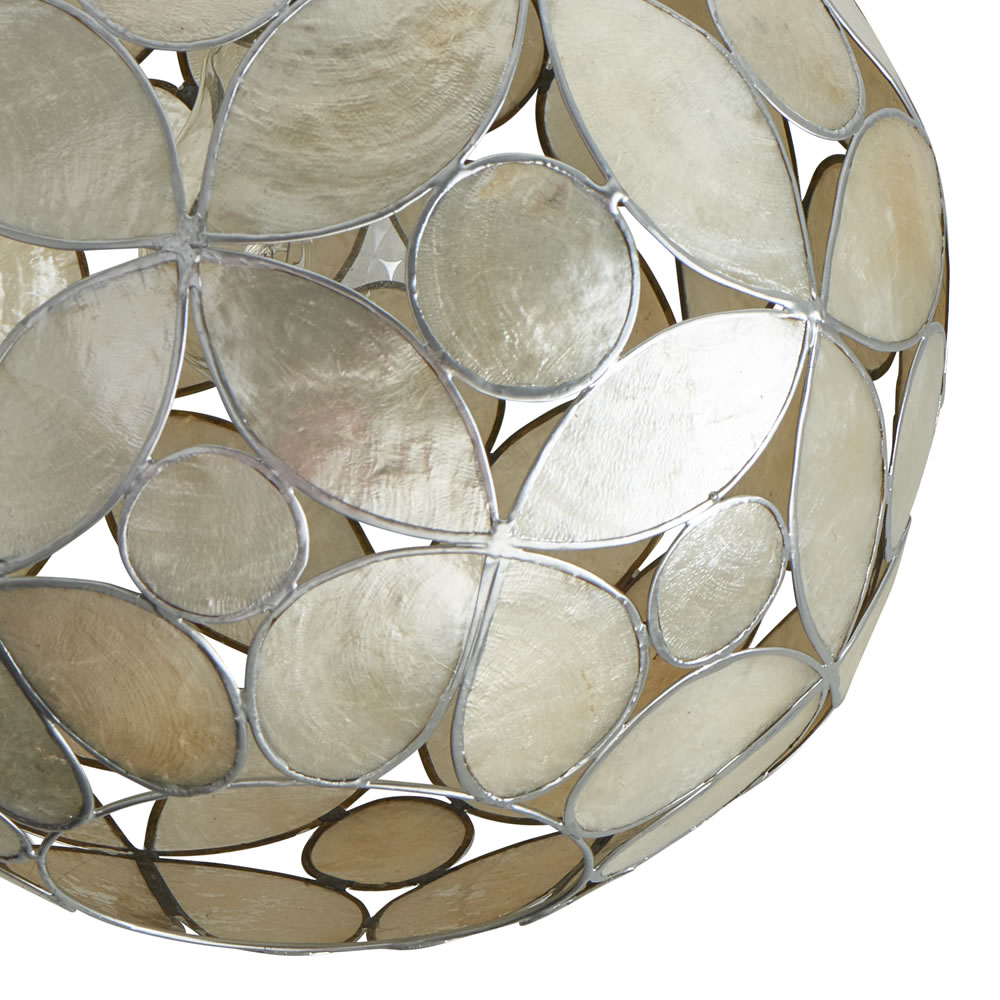 Wilko Silver Capiz Floral Ball Light Shade Image 4