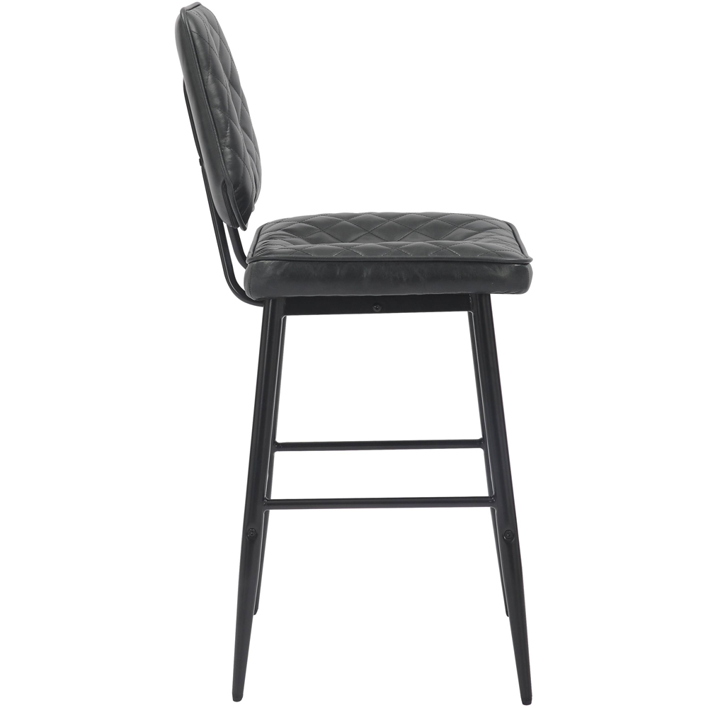 Garrick Set of 2 Real Leather Black Bar Stool Image 3