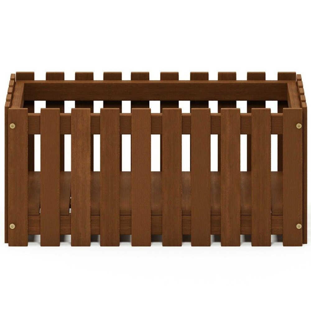 Walplus Natural Teak Oil Hardwood Slatted Planter Box 30 x 63cm Image 4
