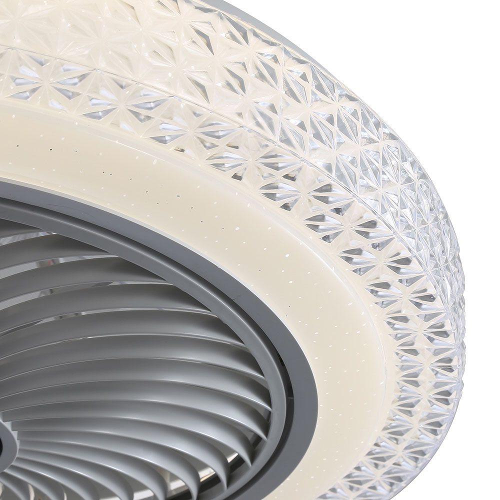 Living and Home White Round Acrylic LED Ceiling Fan Light 20 inch Image 5