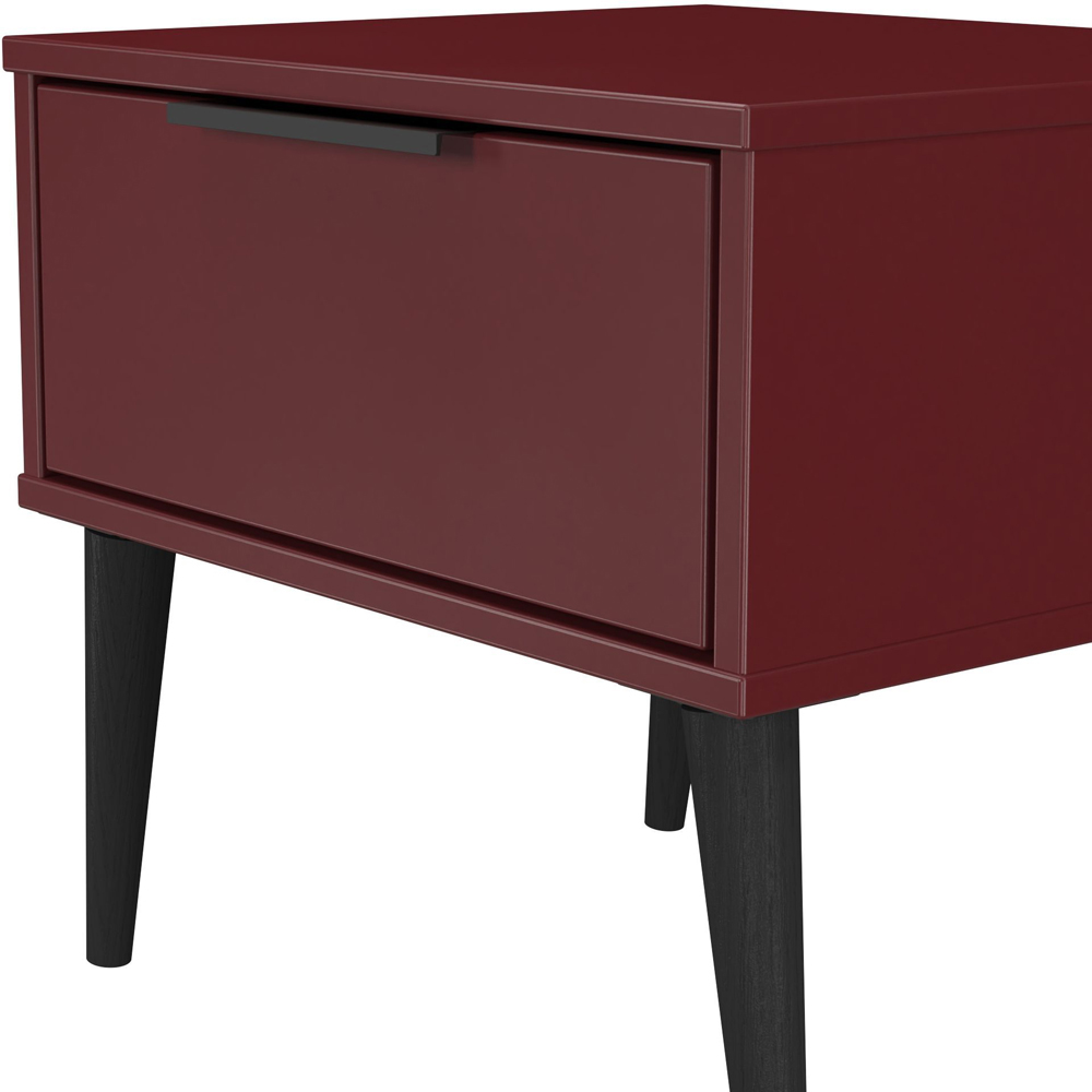 Crowndale Hong Kong Single Drawer Matt Red and Black Side Table Ready Assembled Image 5