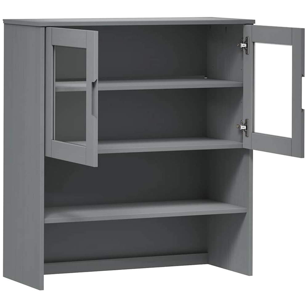 vidaXL Molde 2 Glass Door 2 Shelf Grey Solid Pine Wood Highboard Top Image 5