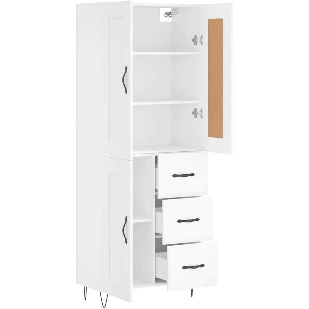 vidaXL 3 Door 3 Drawer White Highboard with Black Handles Image 4