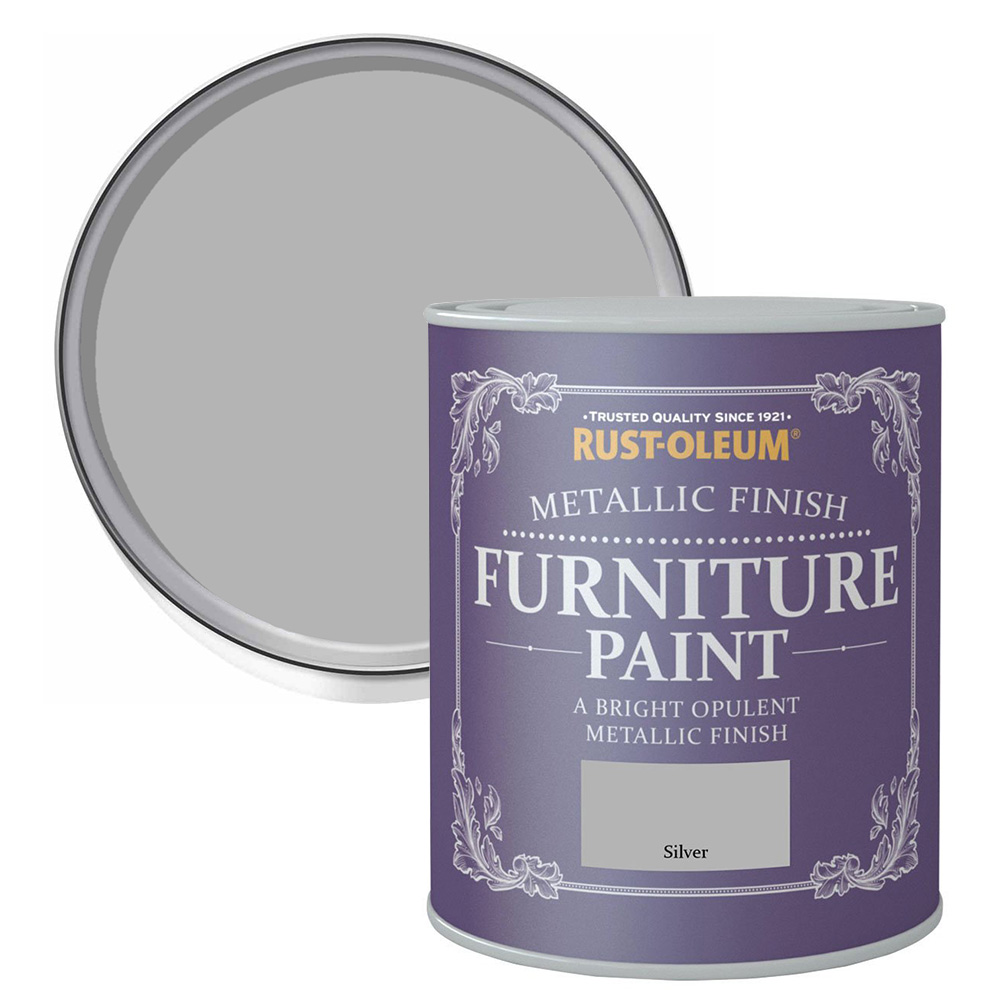Rust-Oleum Silver Metallic Finish Furniture Paint 125ml Image 1