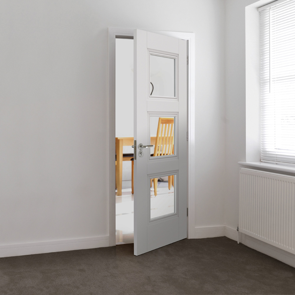 JB Kind Catton White Primed Glazed Internal Door 1981 x 762mm Image 2