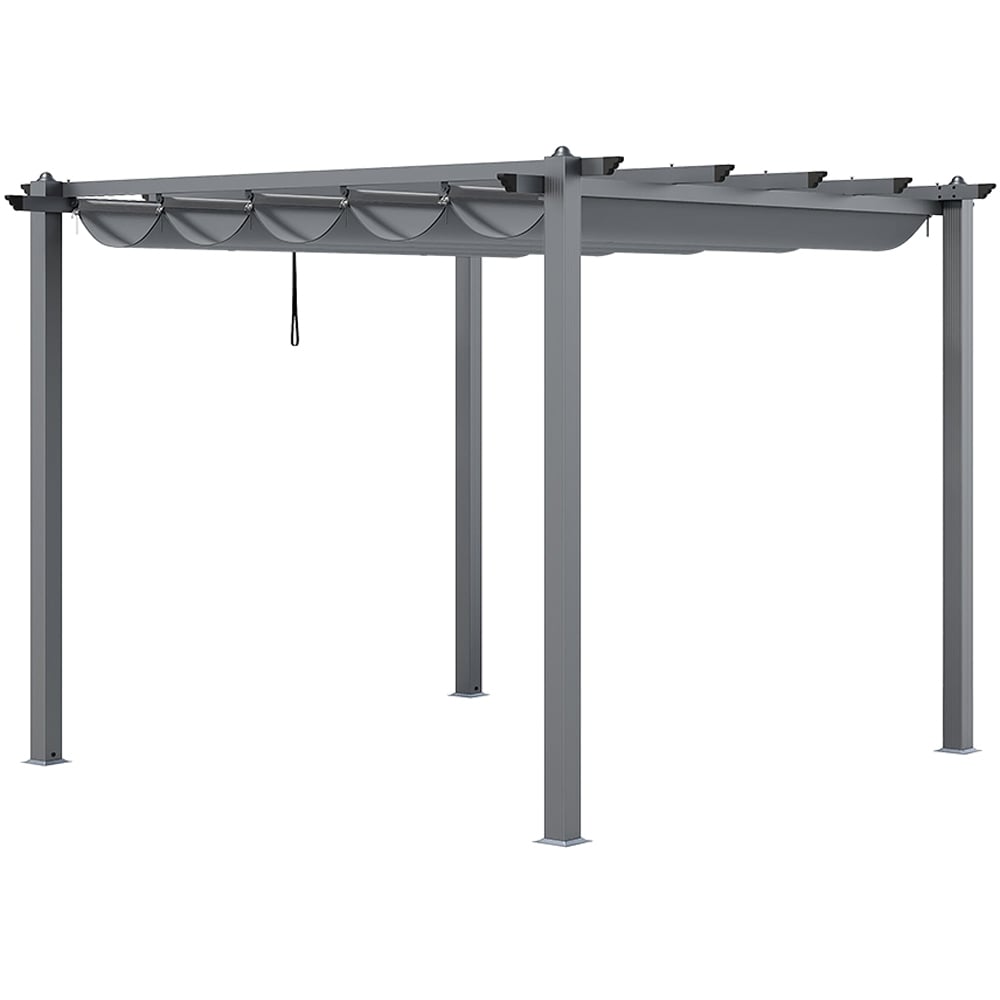 Living and Home Dark Grey Aluminium Pergola with Canopy 3 x 3m Image 2
