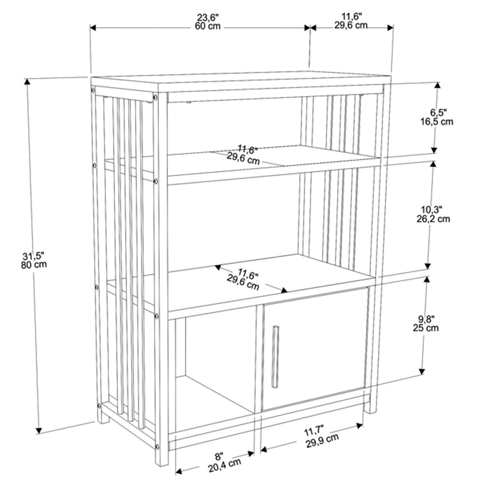 Decorotika Letos Single Door 3 Shelf Green and White Bookshelf Image 7