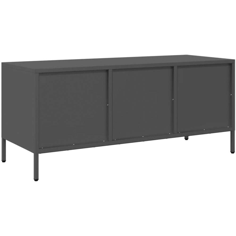 vidaXL 3 Drawer Black Steel Industrial Style TV Cabinet Image 6