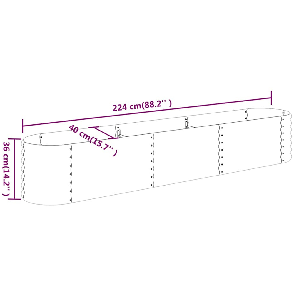 vidaXL Anthracite Galvanised Steel Raised Garden Bed 36 x 40 x 224cm Image 5