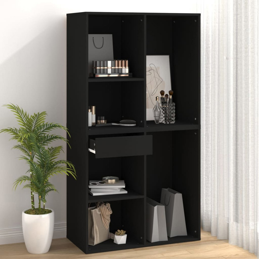 vidaXL Black Single Drawer 3 Open Shelf Cosmetic Storage Cabinet Image 6