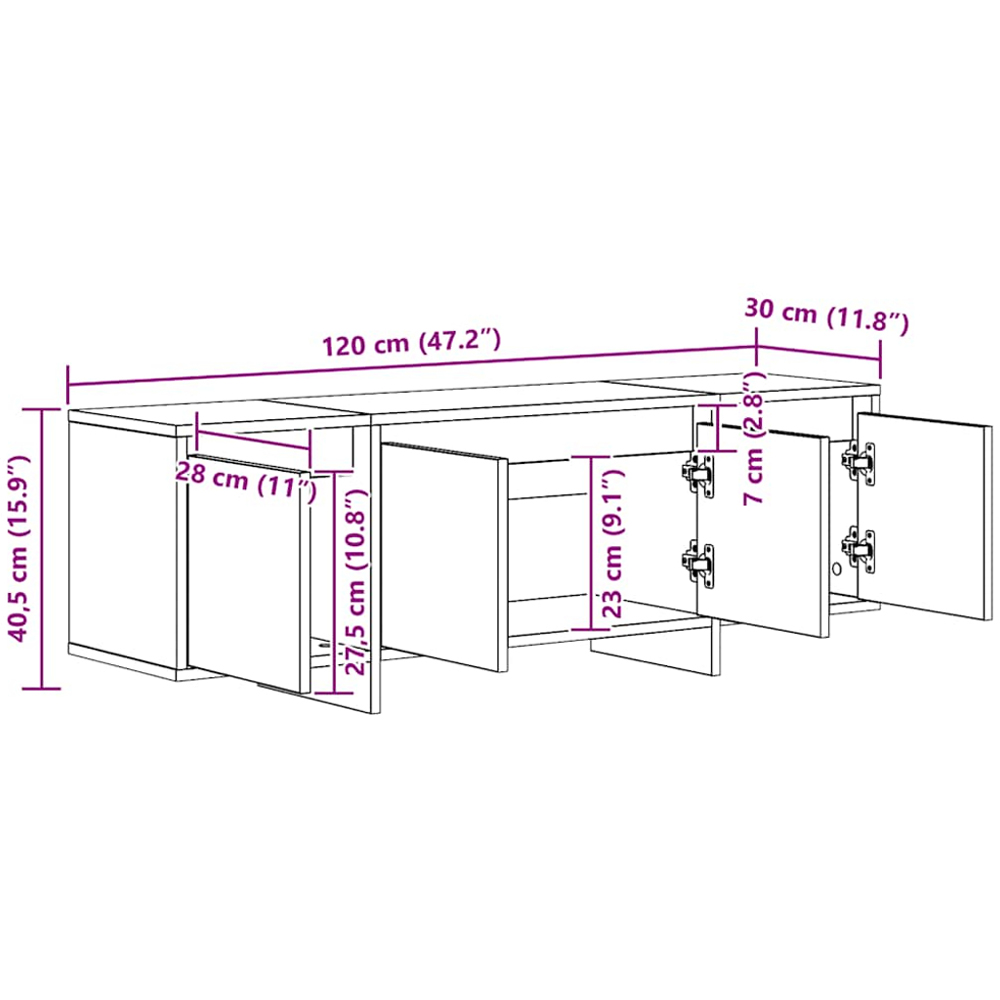 vidaXL 4 Door Artisan Oak TV Cabinet Image 9
