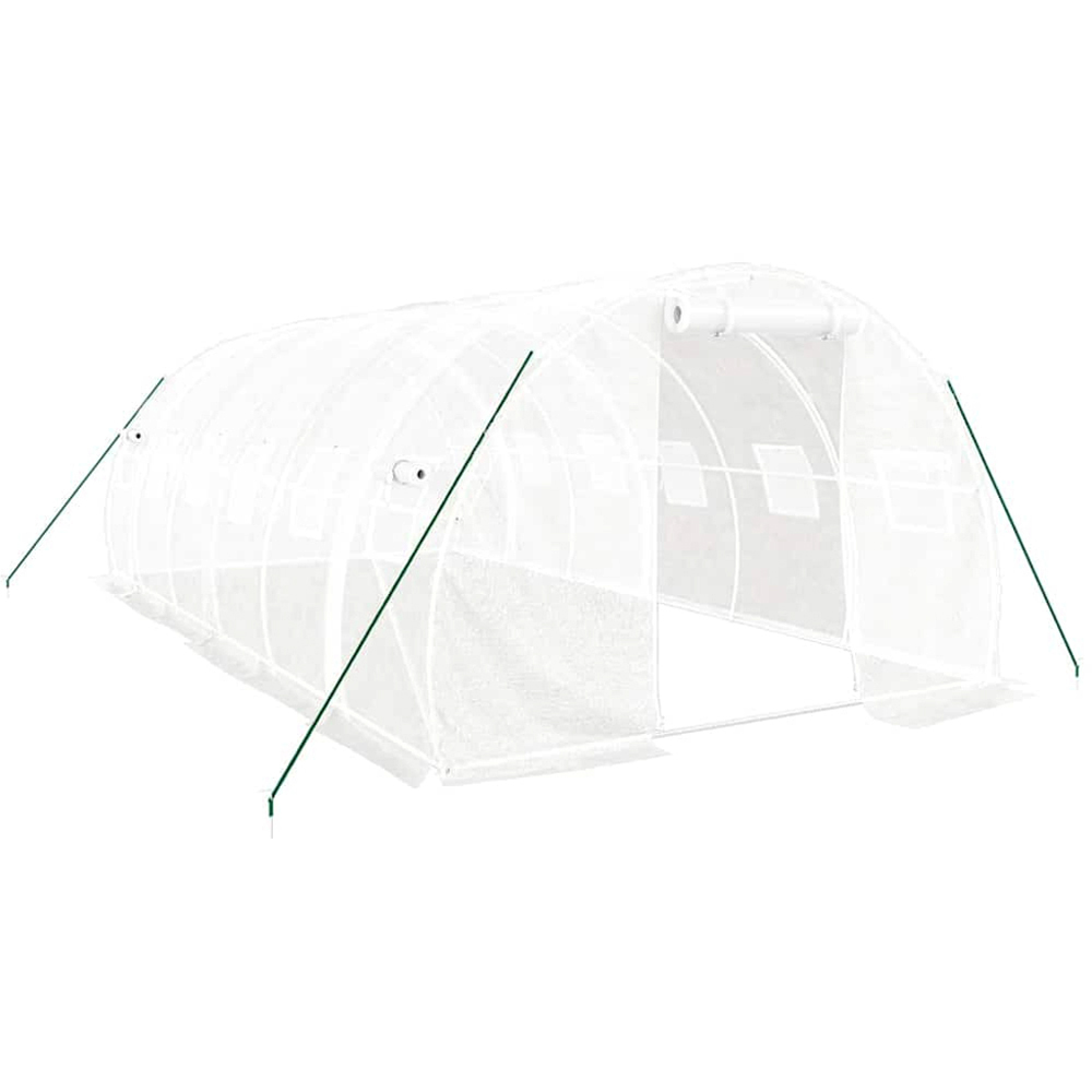 vidaXL White Polyethylene Galvanised Steel Frame 19.6 x 9.8ft Greenhouse Image 1