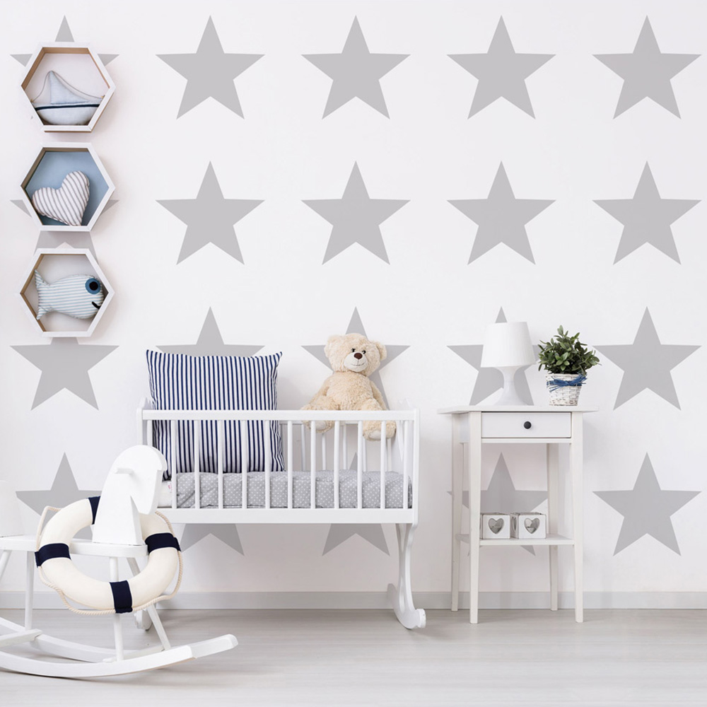 Galerie Deauville 2 Large Star Light Grey and White Wallpaper Image 3