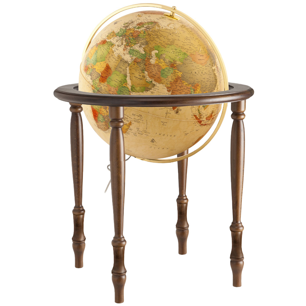 Nova Rico Cynthia Classic Antique Style Illuminated Globe with Real Wood Accessories 50cm Image