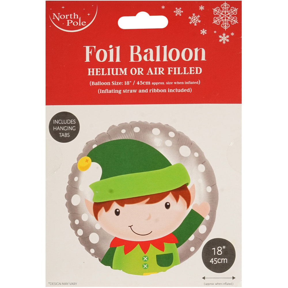 18" Elf Head Foil Balloon - Silver Image