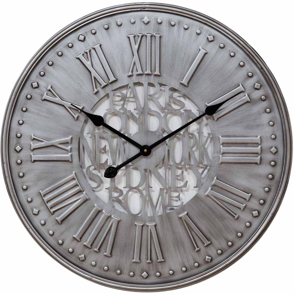 Hometime Metal Wall Clock Grey 60cm Image