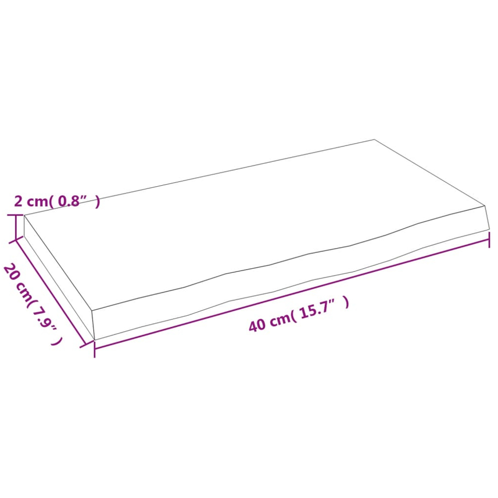 vidaXL 40cm Natural Untreated Solid Oak Wood Floating Wall Shelf Image 6