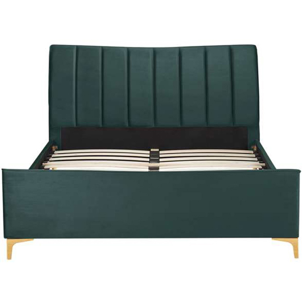 Clover Double Green Velvet Bed Image 4