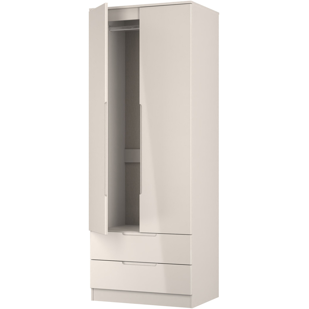 Crowndale Milan 2 Door 2 Drawer Kashmir Gloss and Kashmir Tall Wardrobe Ready Assembled Image 5
