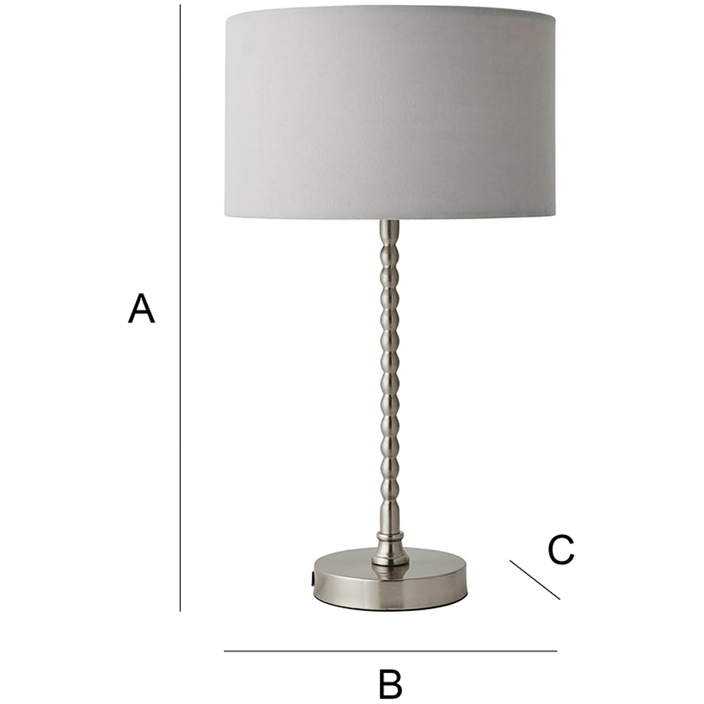 ValueLights Maeve Grey and Chrome Drum Shade Bobbin Bobble Table Lamp and LED Bulb Image 7