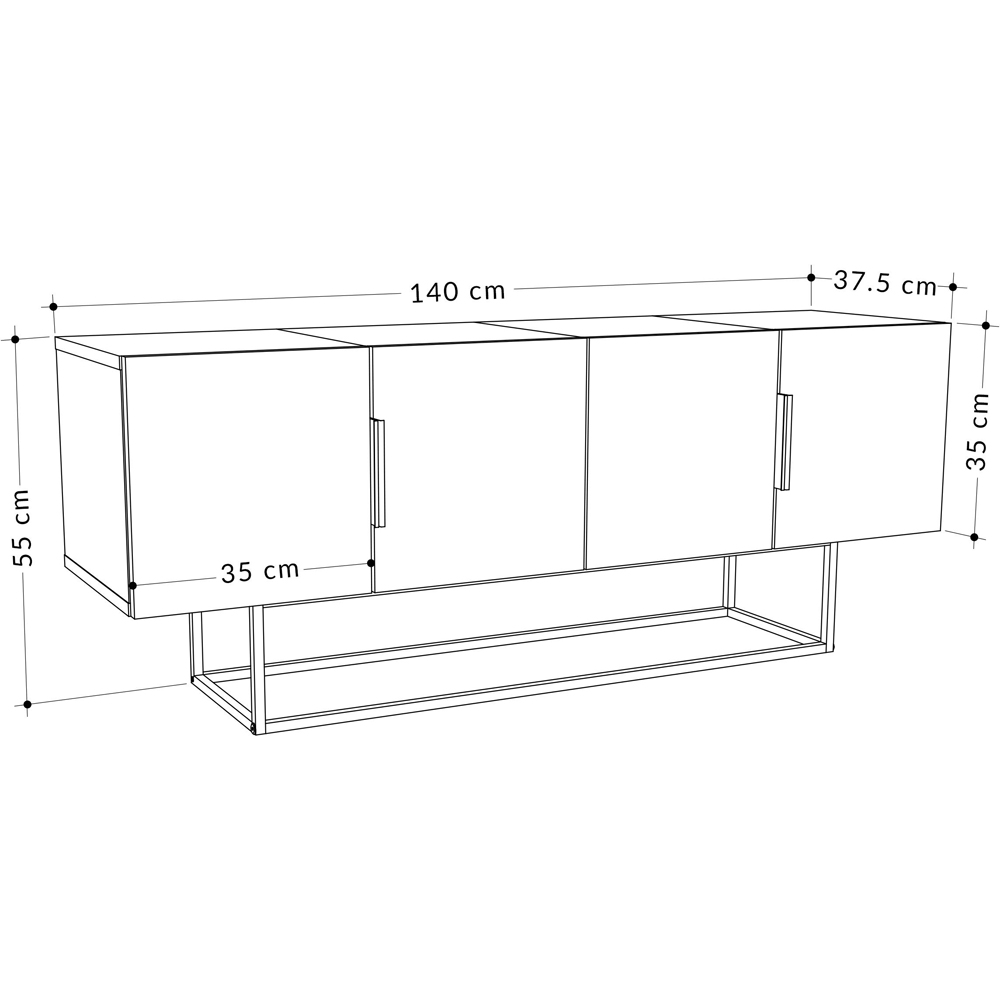 Decortie Tontini 4 Door Mocha Grey and White TV Unit Image 6