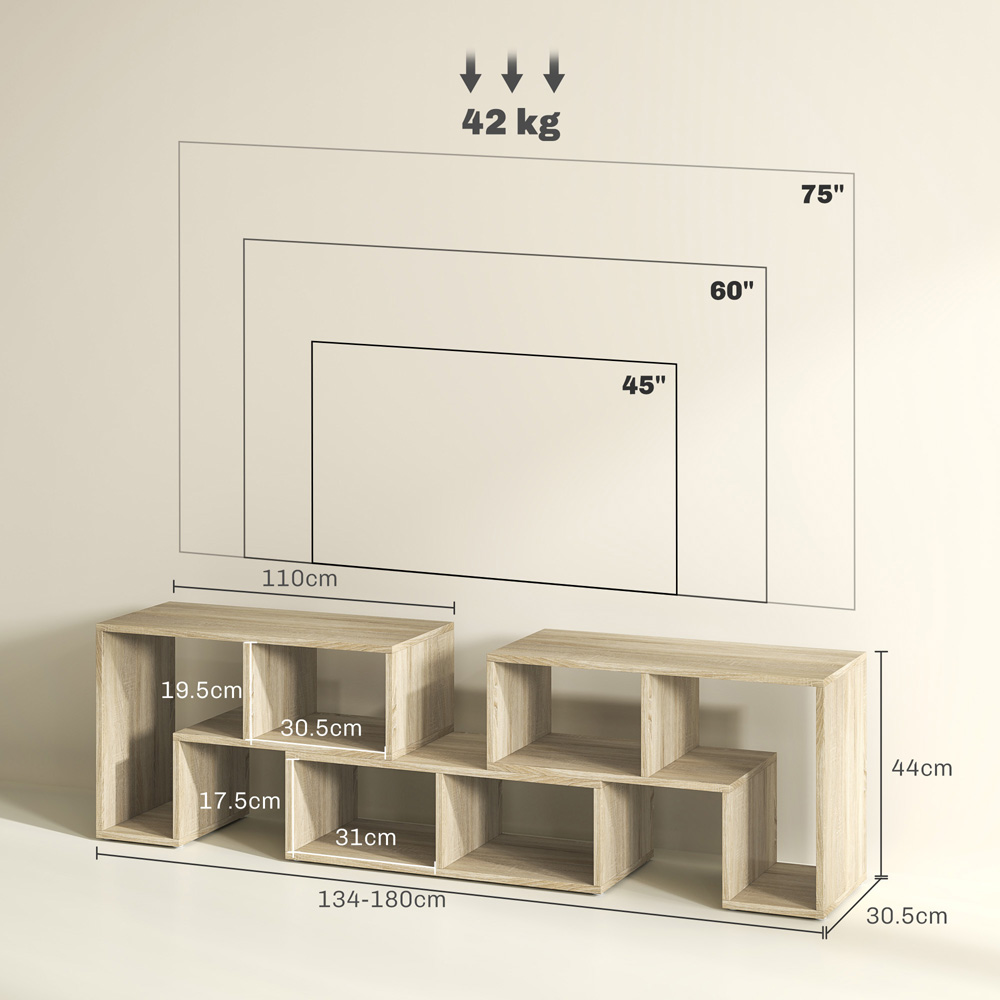 HOMCOM Grey Modular TV Unit Image 9