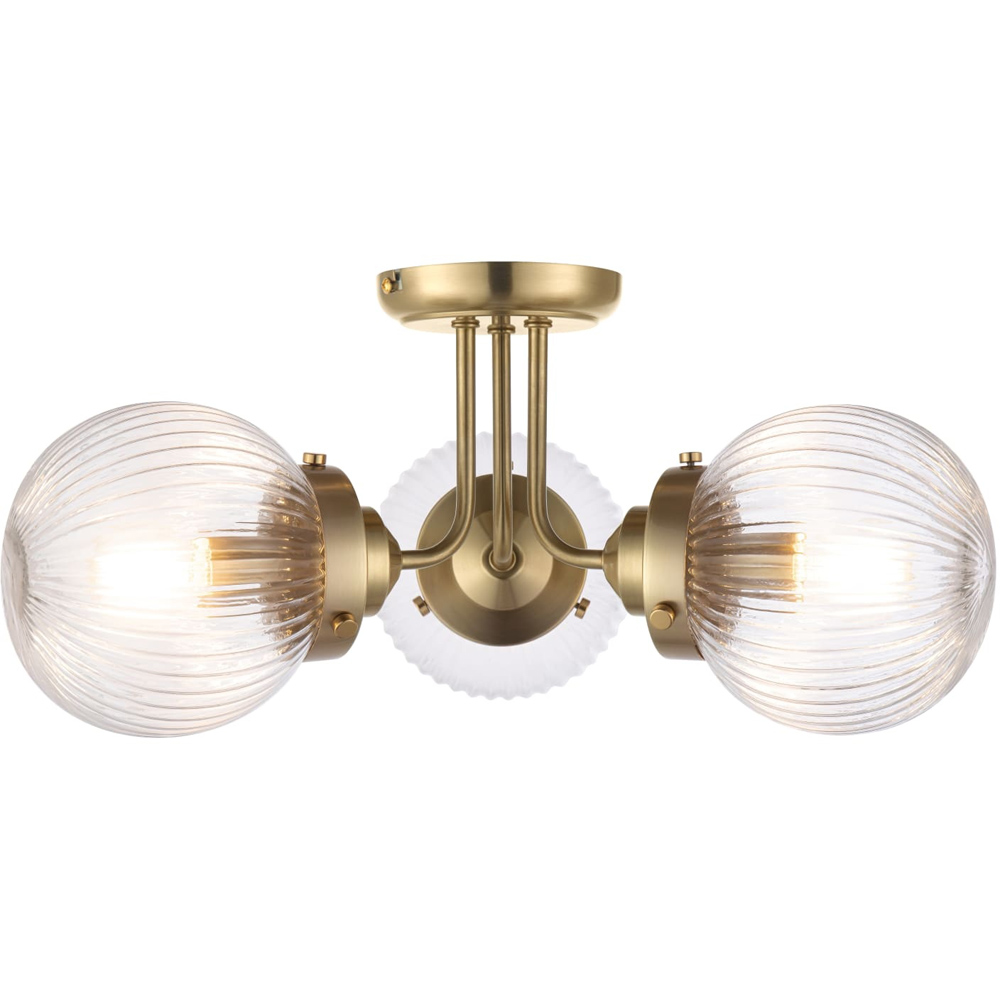 Cosylyte Finley Bathroom 3 Light Classic Ribbed Glass Brass Metal Base Side Ceiling Light Image 5