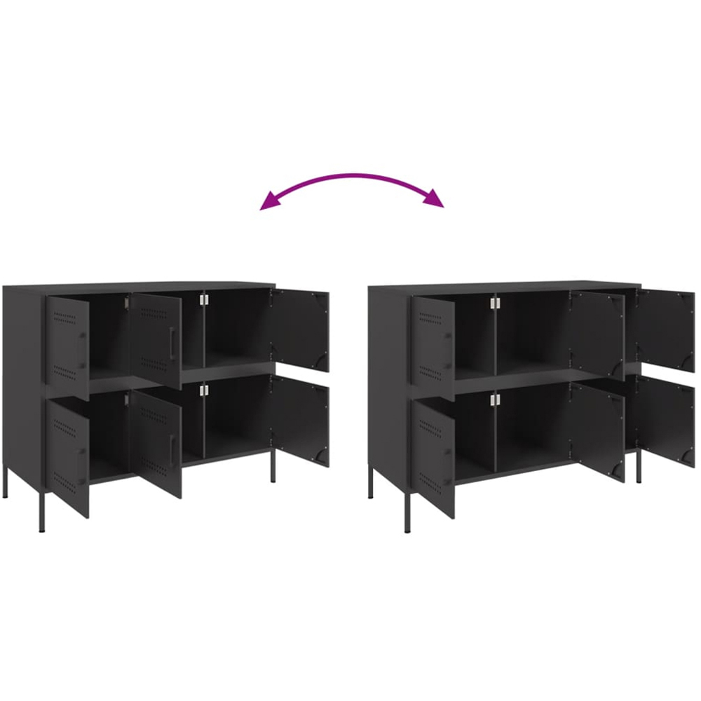 vidaXL 6 Door Black Metal Sideboard Image 9