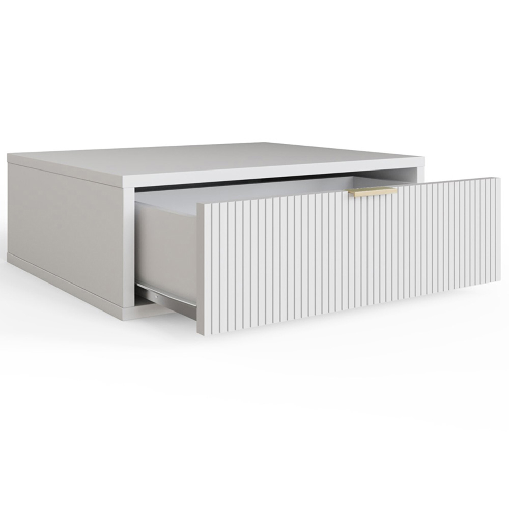 GFW Sienna Single Drawer White Ribbed Wall Mounted Bedside Table Set of 2 Image 5