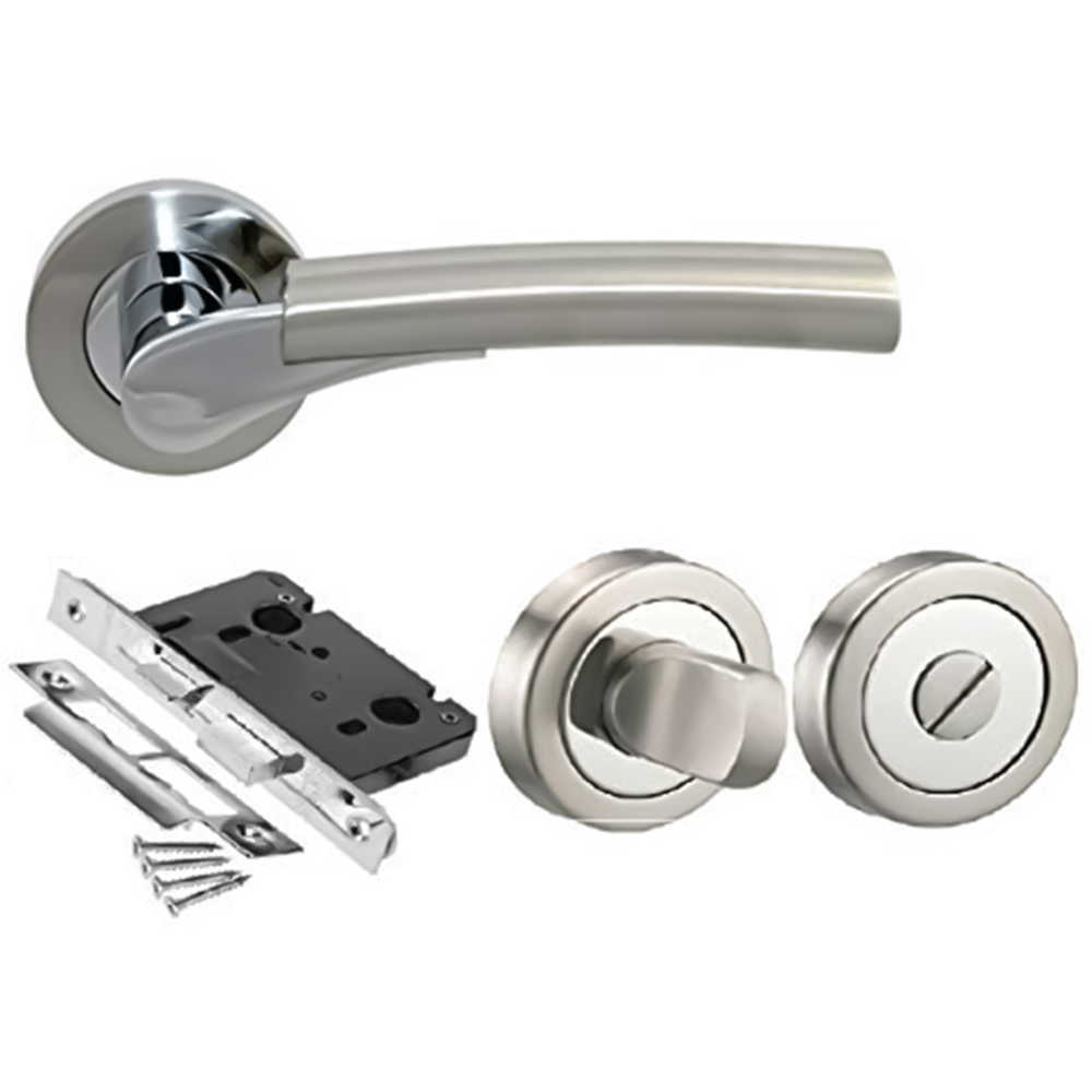 Golden Grace Dual Chrome Ultimo Verona Bathroom Door Handle Set Image