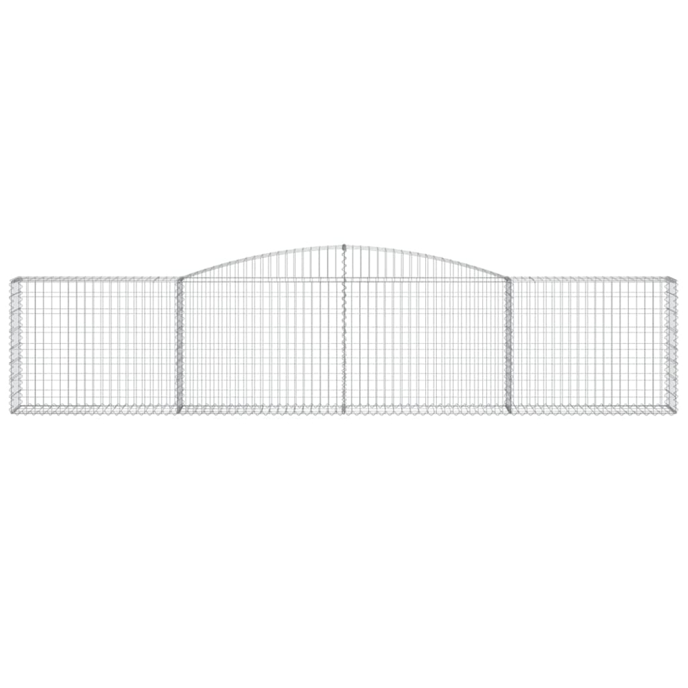 vidaXL Silver Galvanised Iron Arched Gabion Basket 400 x 30 x 80/100cm 3 Pack Image 4
