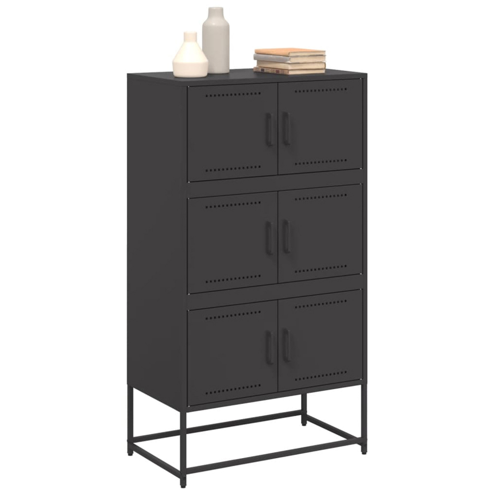 vidaXL 6 Door Black Metal Sideboard Image 4