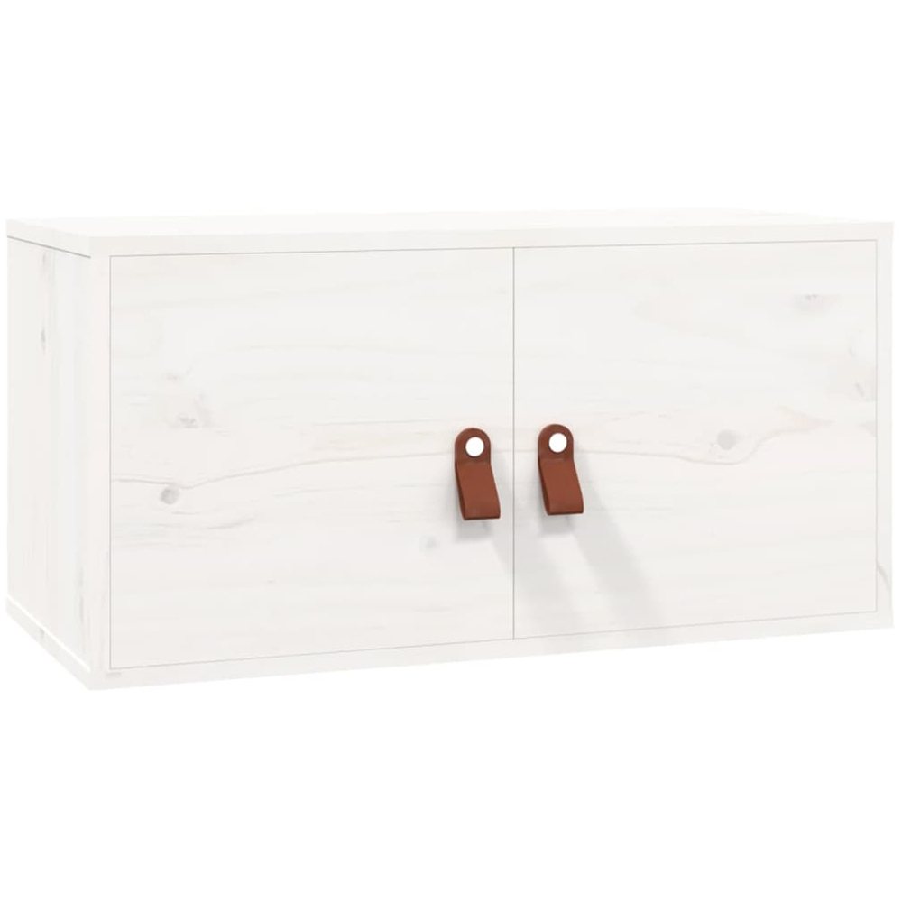 vidaXL 2 Door White Solid Wood Pine Wall Cabinet Set of 2 Image 2