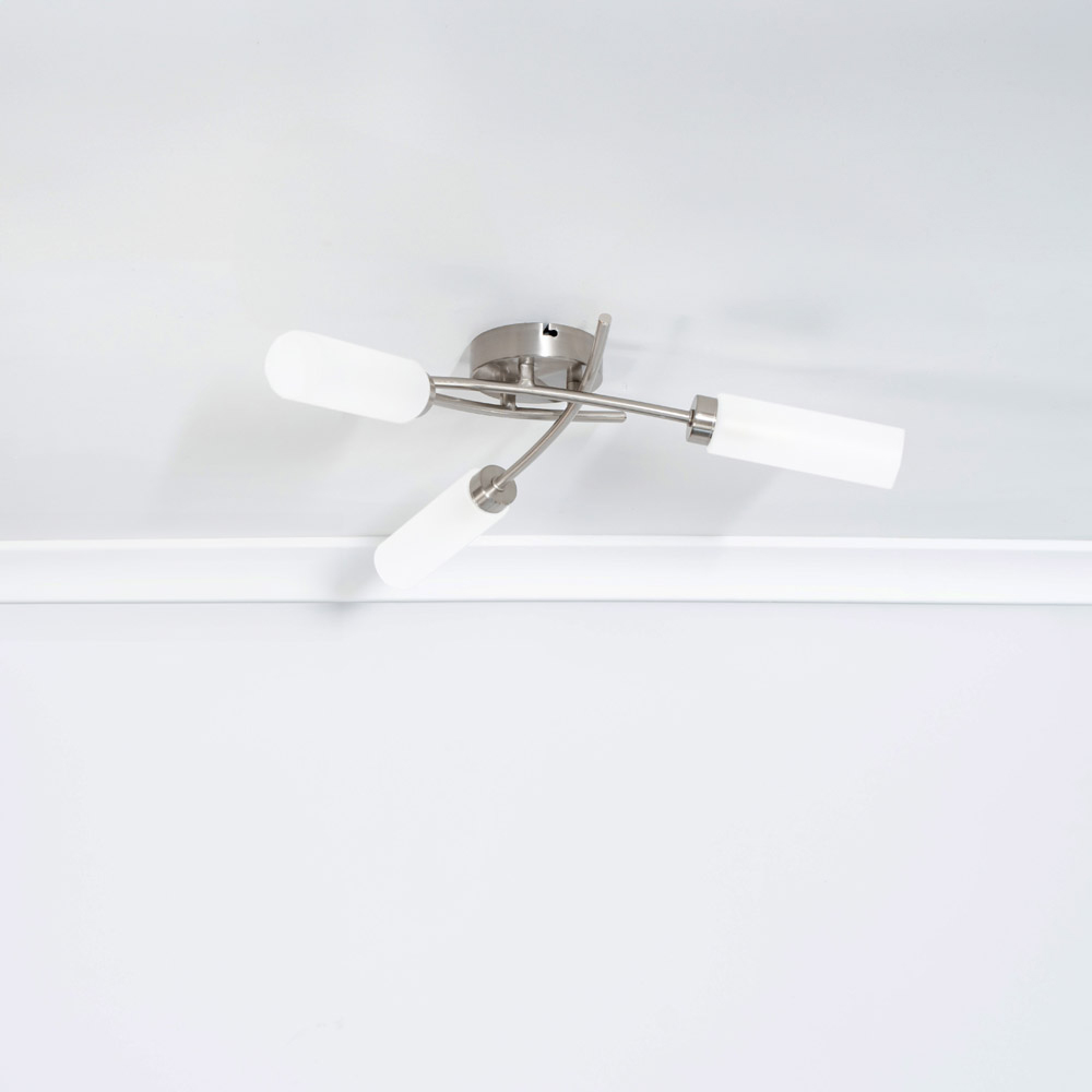 ValueLights Maya Brushed Chrome 3 Way Curved Cross Over Flush LED Ceiling Light Image 3