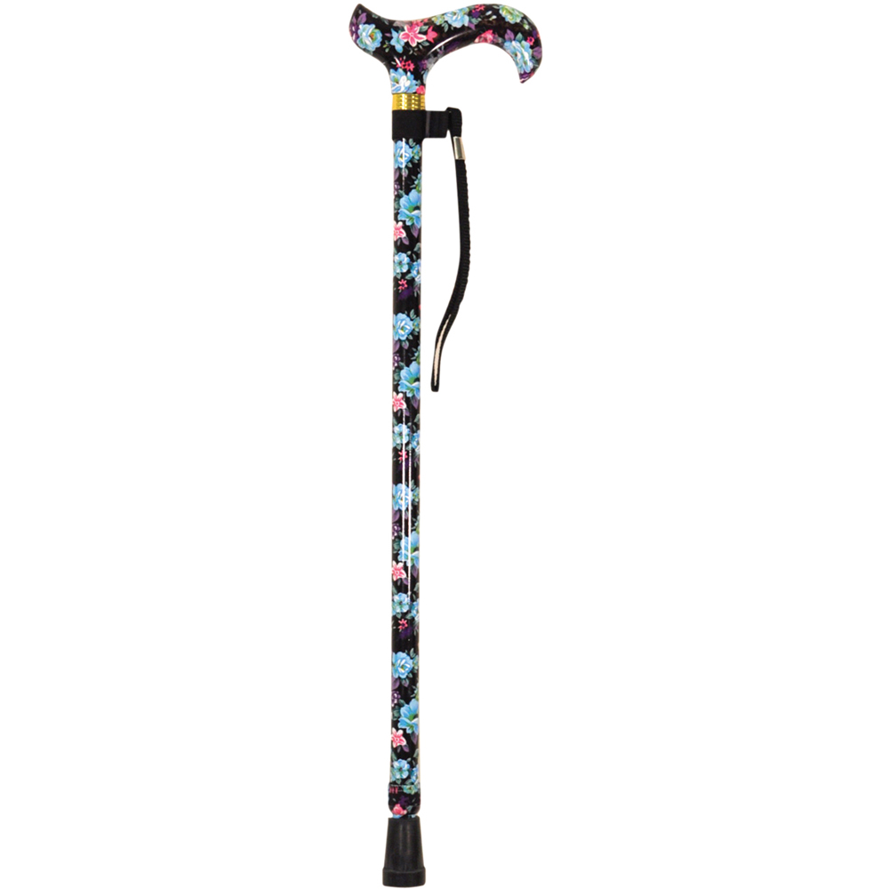 Aidapt Deluxe Black Floral Patterned Walking Cane Image 2