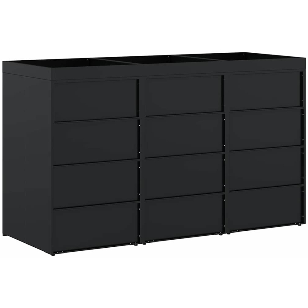 vidaXL Black 3 Wheelie Bin Storage Shed with Planter Roof Image 6
