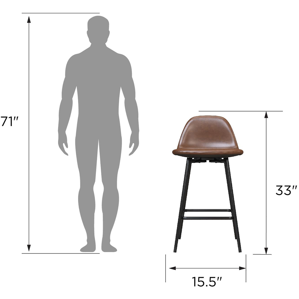 Dorel Calvin Camel Upholstered Counter Stool Image 9