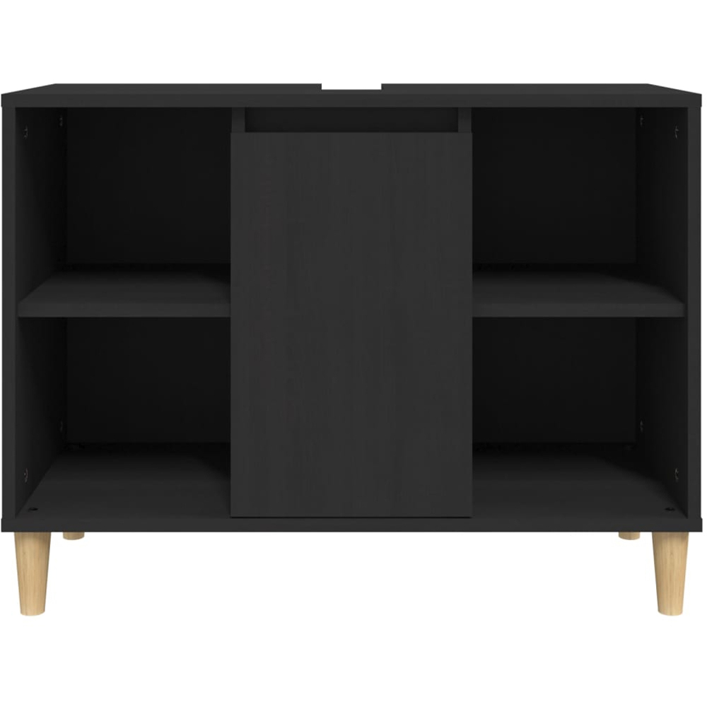 vidaXL Single Door 4 Open Shelf Black Bathroom Sink Cabinet Image 3